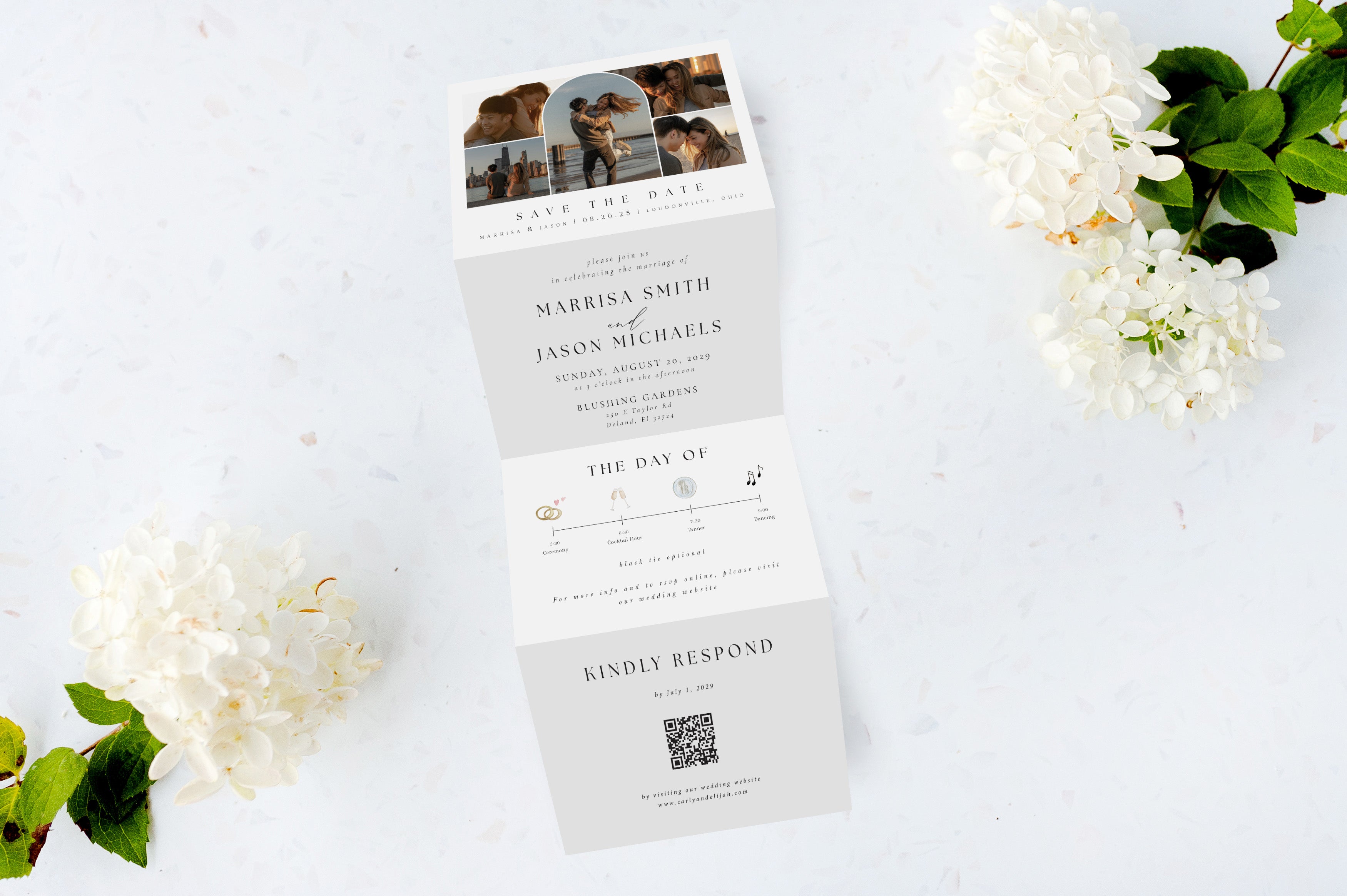 Save the Date | Arch Collage | Tri Fold Invitation