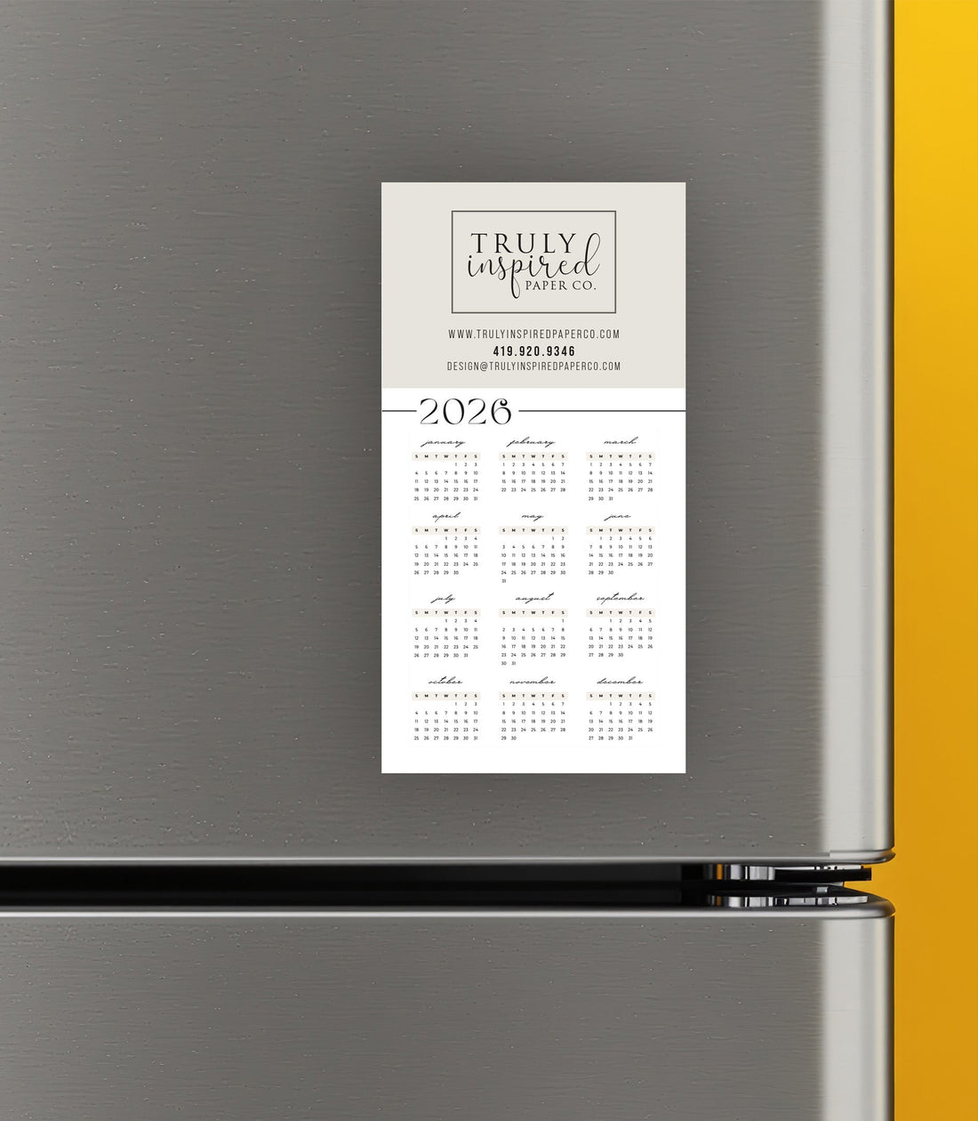 Beige Calendar Magnet