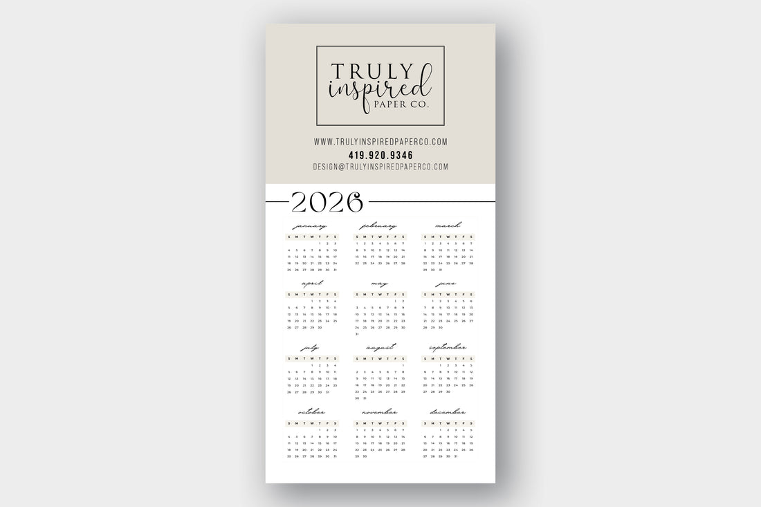 Beige Calendar Magnet
