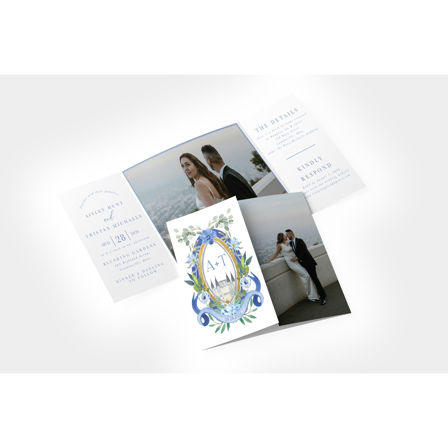 Blue Crest Gate Fold Invitation