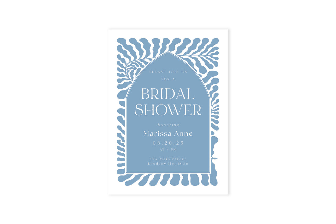 Blue Flora Frame Bridal Shower Invite