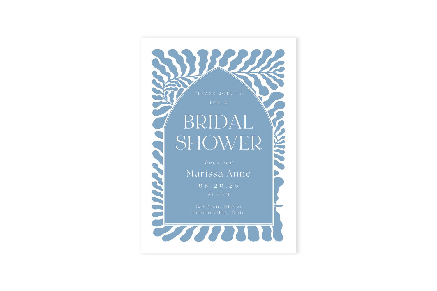 Blue Flora Frame Bridal Shower Invite