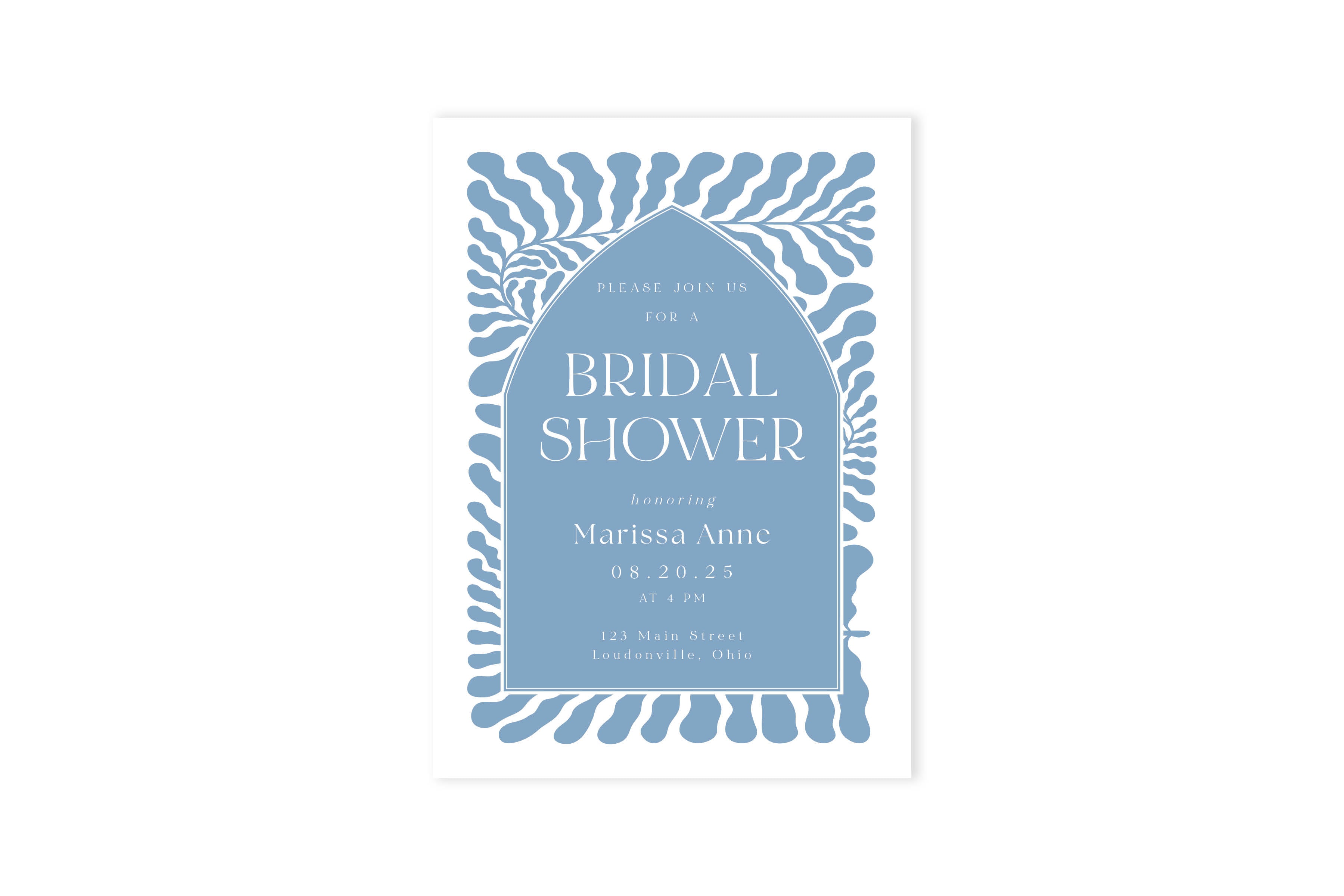 Blue Flora Frame Bridal Shower Invite