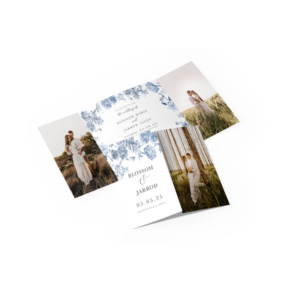 Blue Toile Gate Fold Invitation