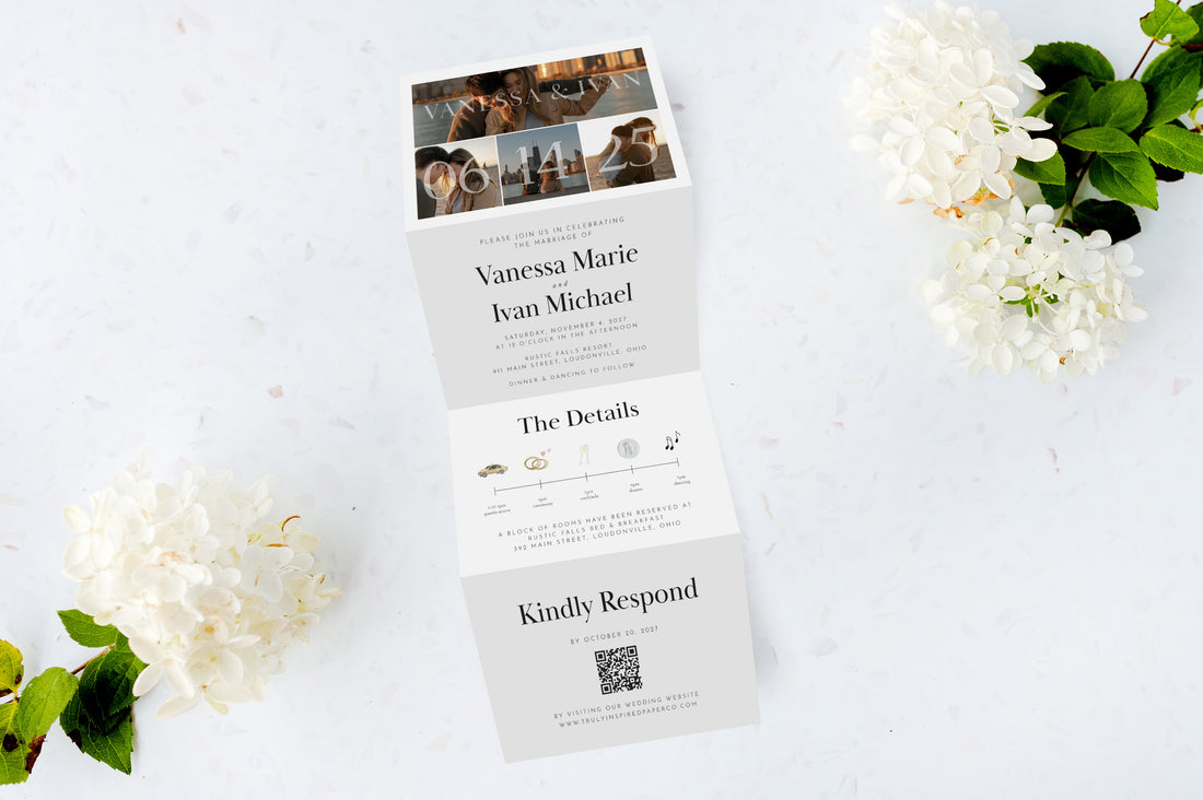 Boho Collage Tri Fold Invitation