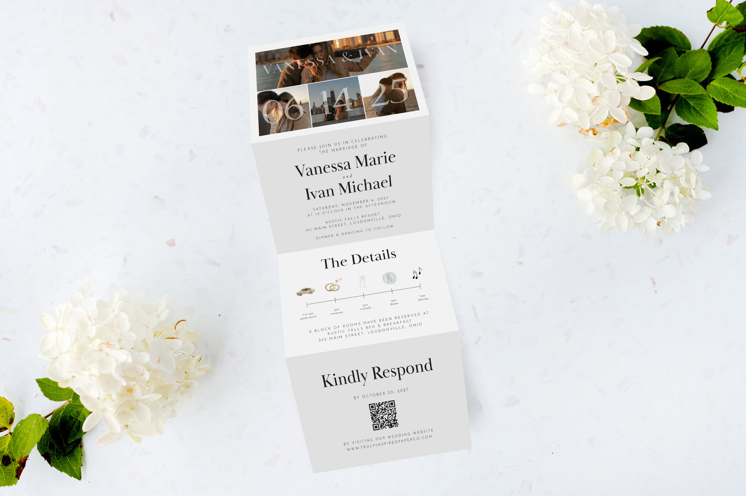 Boho Collage Tri Fold Invitation