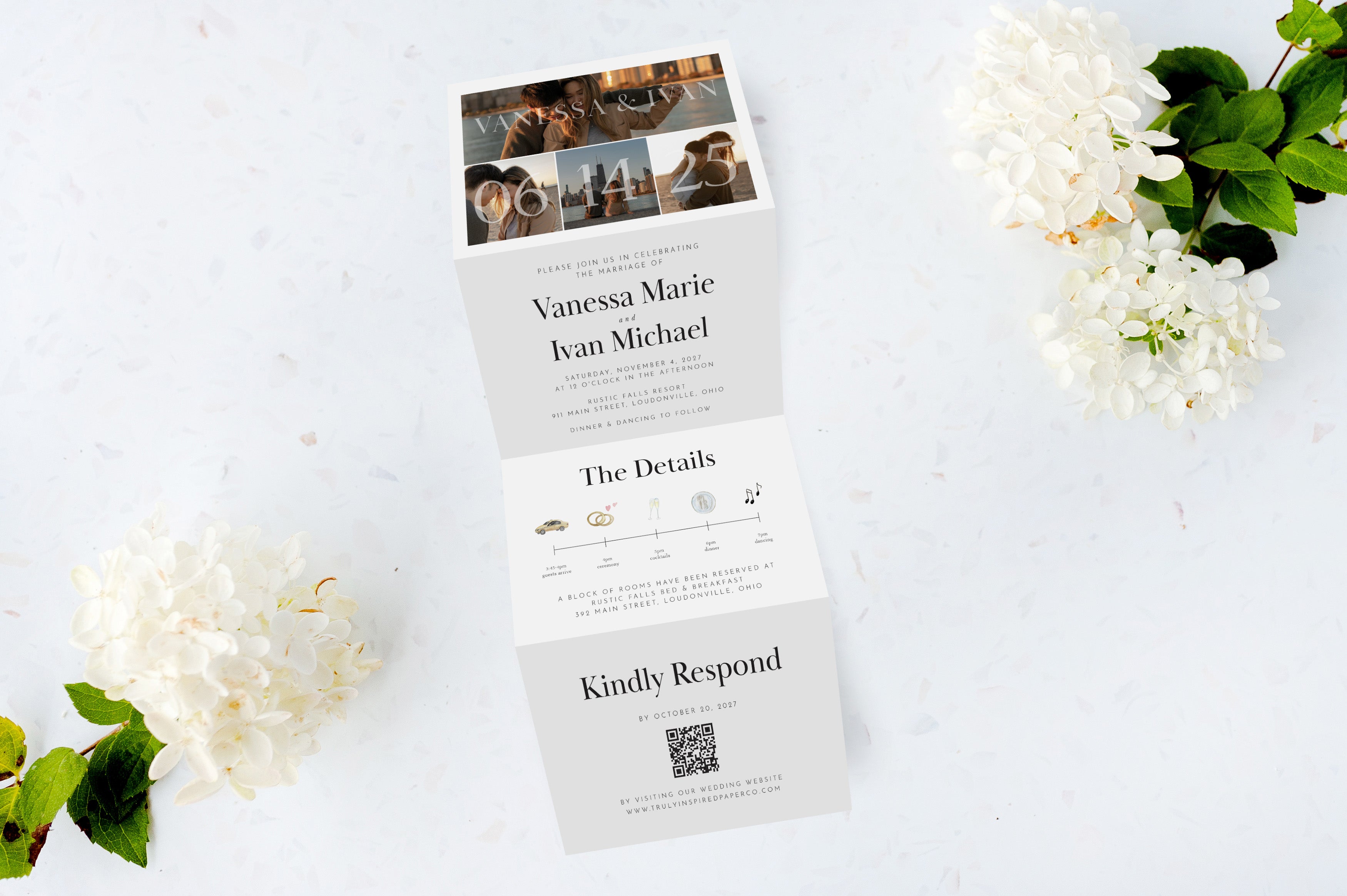 Boho Collage Tri Fold Invitation