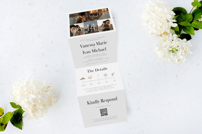 Boho Collage Tri Fold Invitation