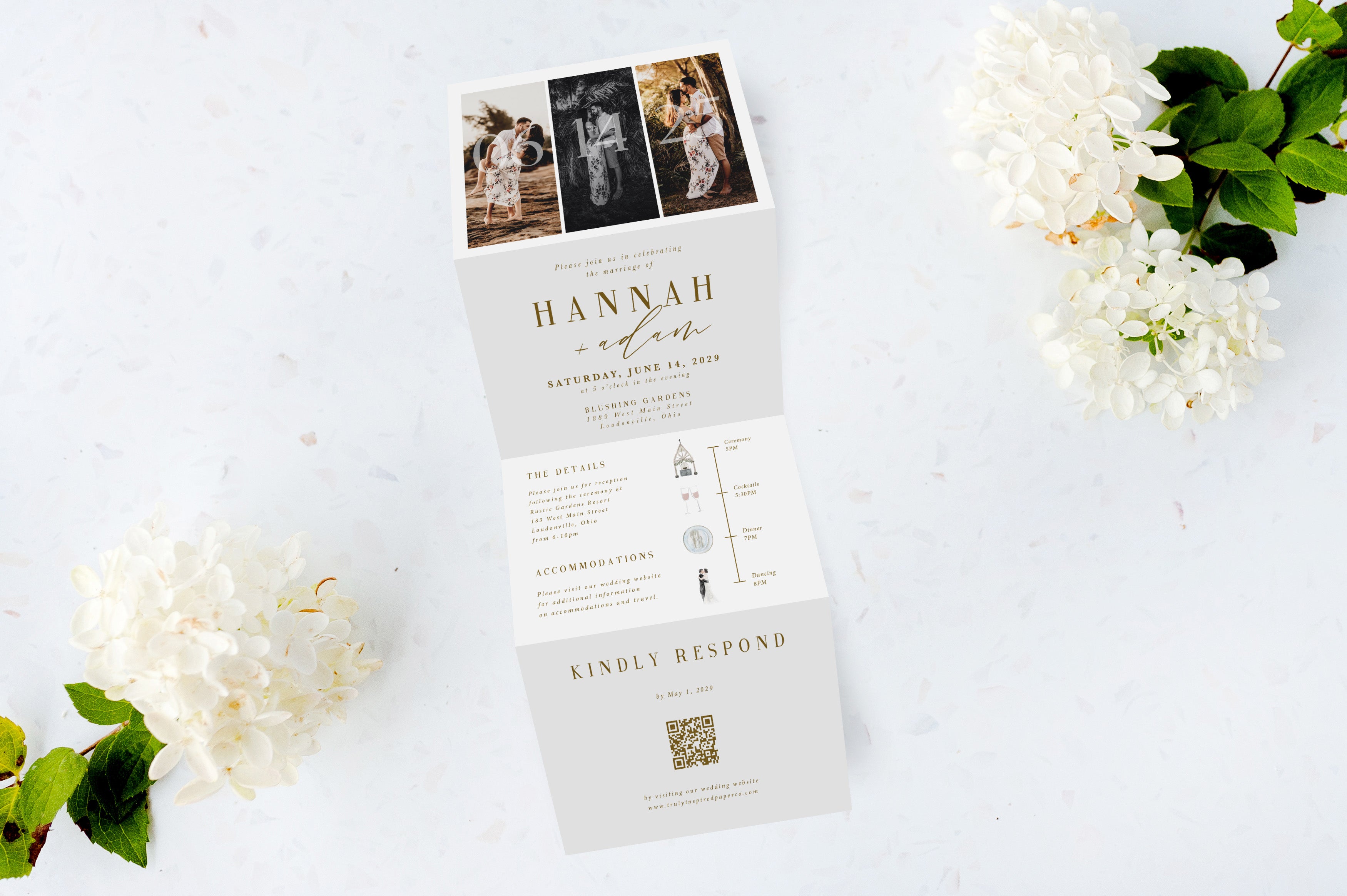 Boho Photo Tri Fold Invitation