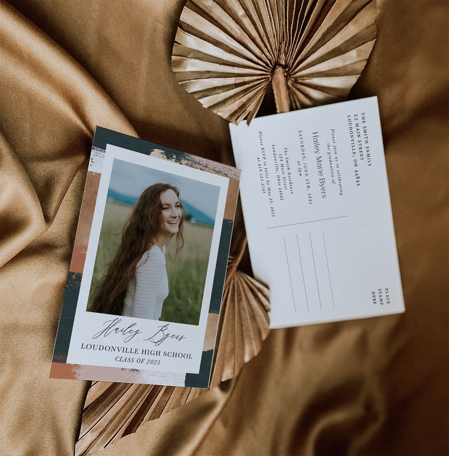 Brush Strokes Graduation Postcard