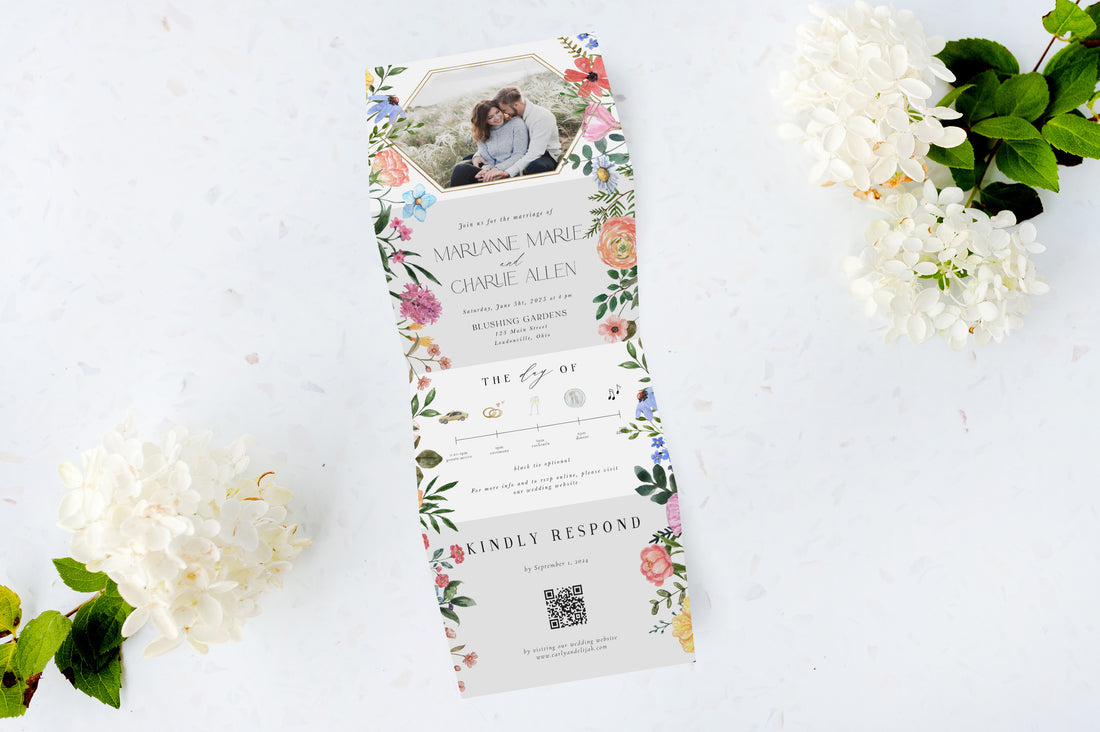 Canvas Wildflowers Tri Fold Invitation