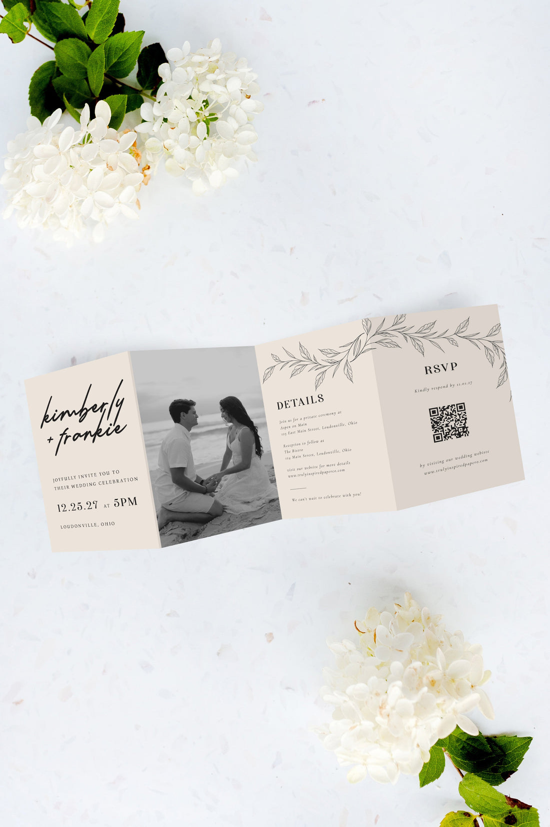 Charming Script Tri Fold Invitation