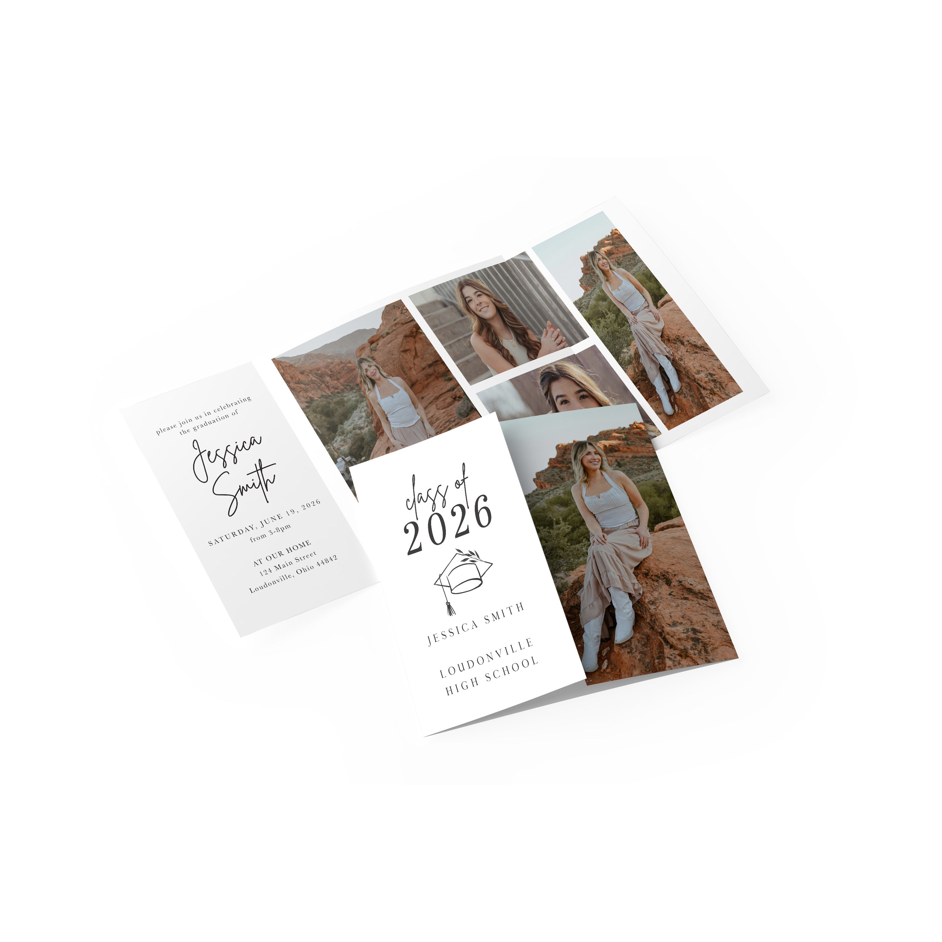 Collage Date Graduation Gate Fold Invitation
