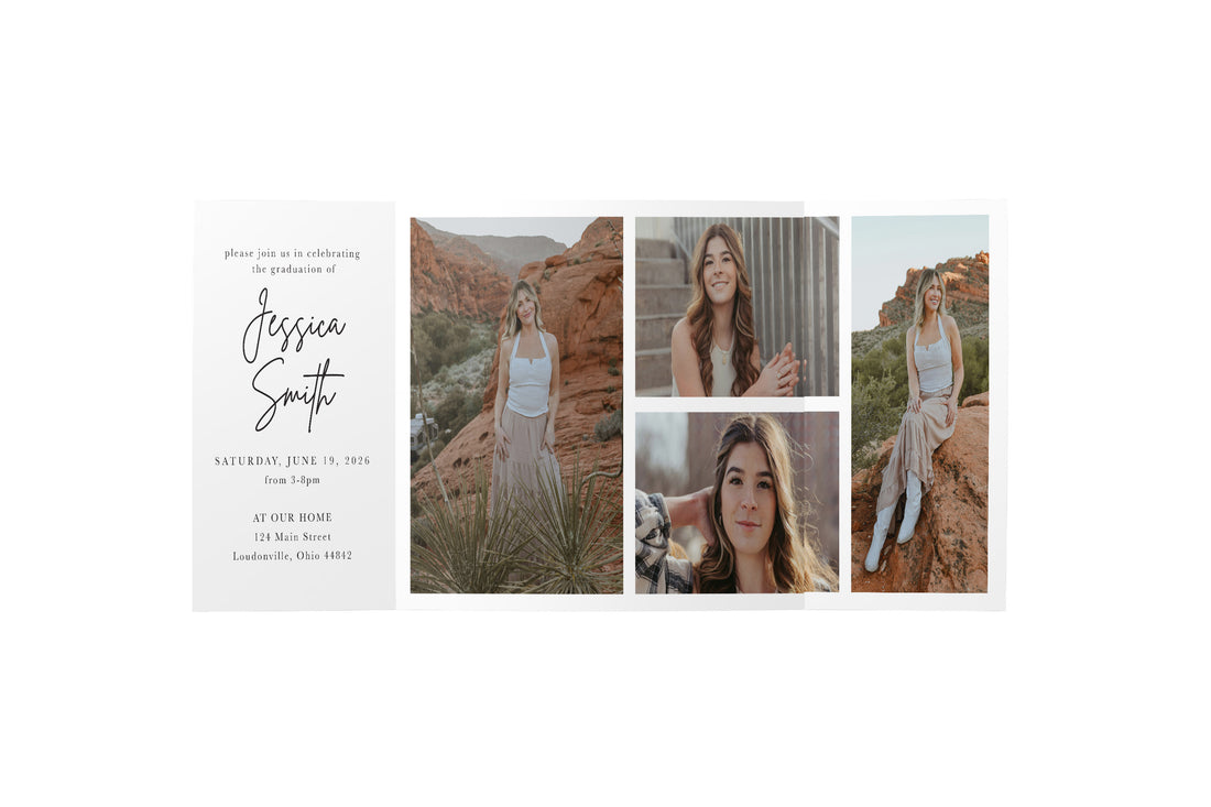 Collage Date Graduation Gate Fold Invitation