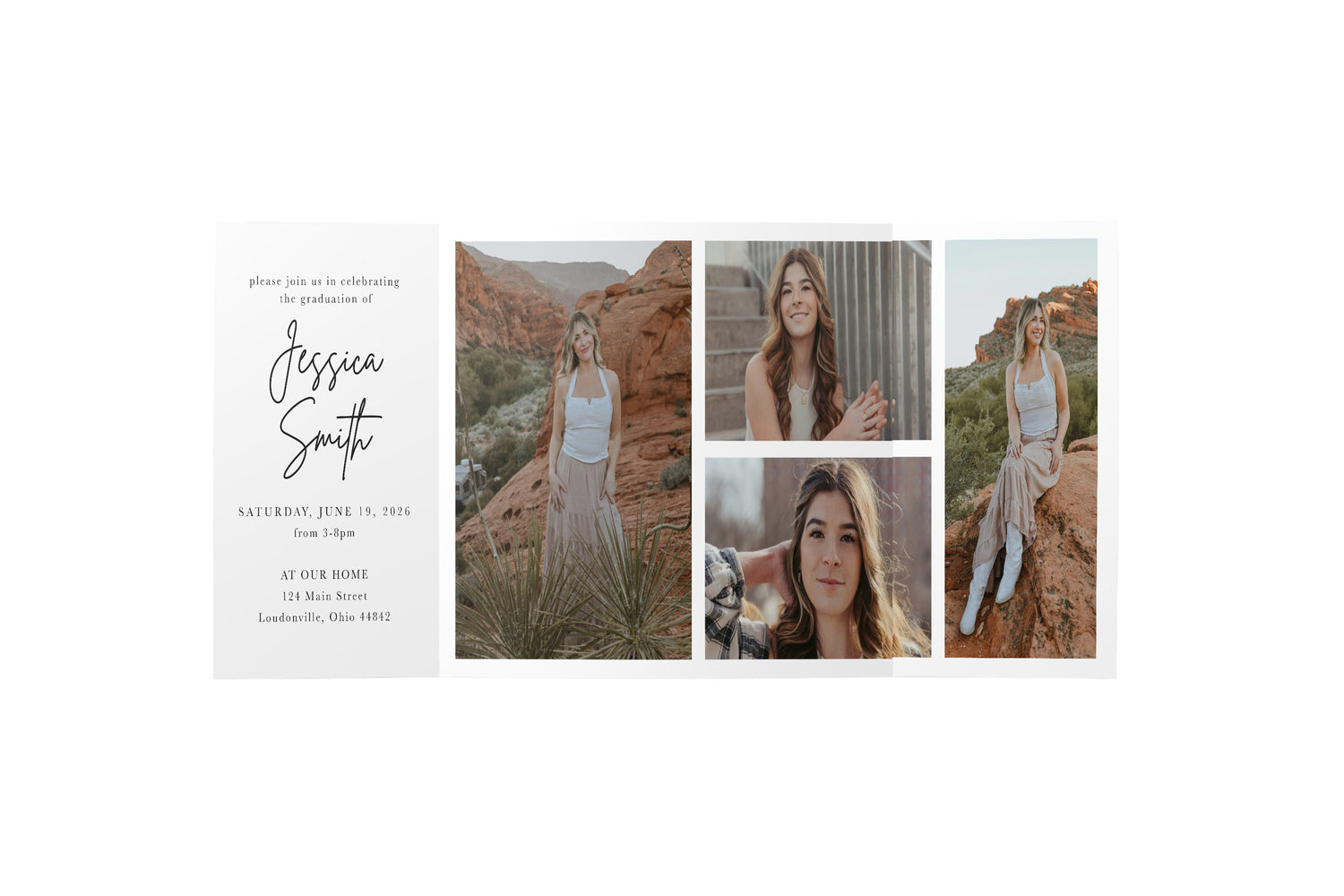 Collage Date Graduation Gate Fold Invitation