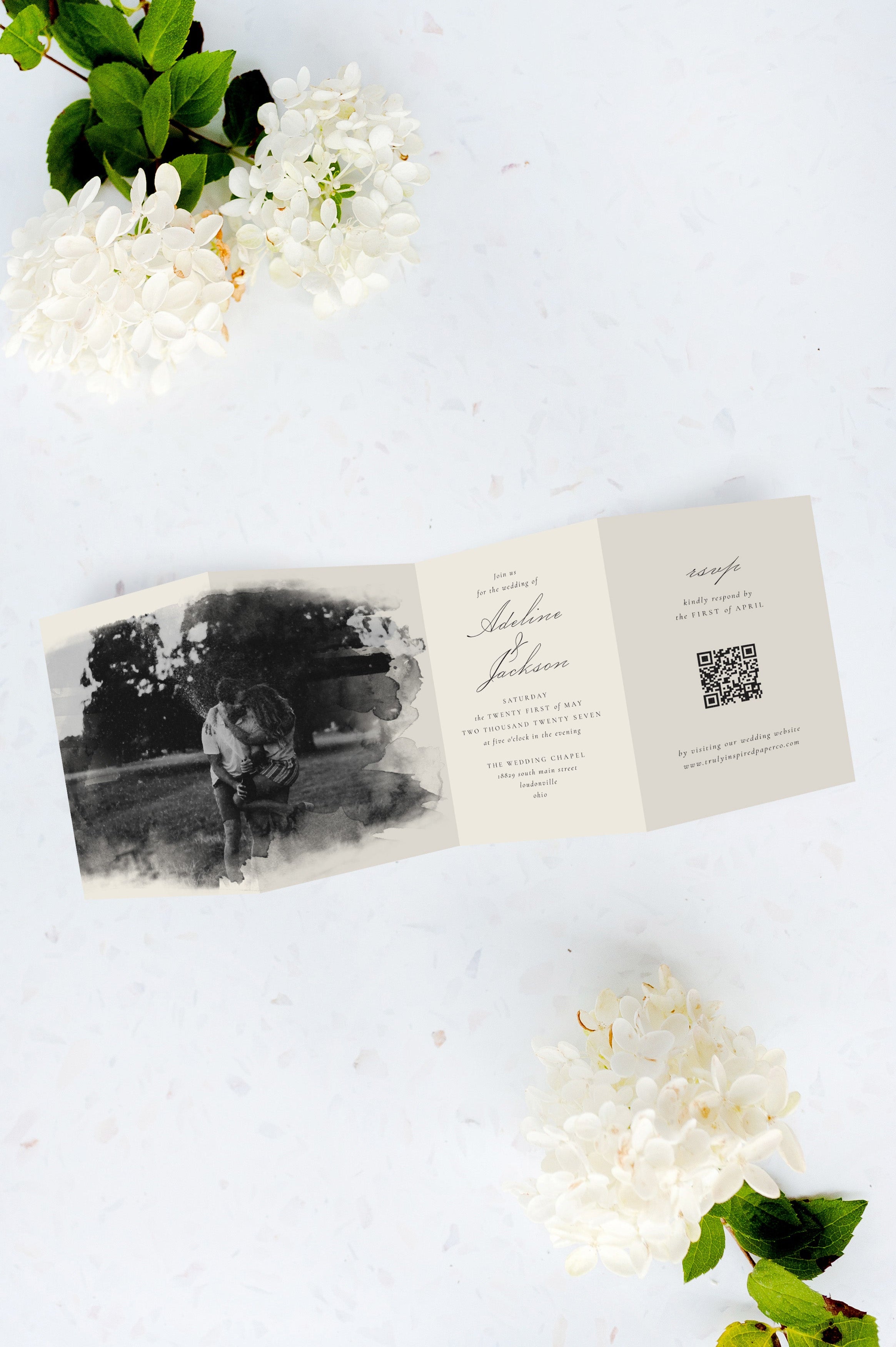Couple Watercolor Tri Fold Invitation