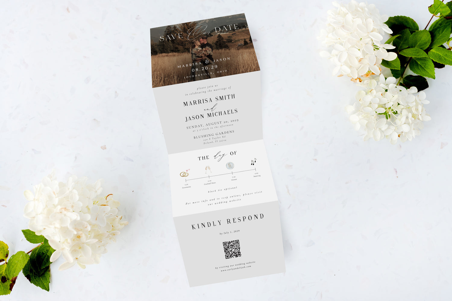 Save the Date | Elegant Photo | Tri Fold Invitation