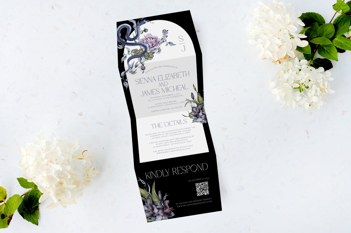 Paper Invatation Enchanted Snake Tri Fold Invitation – Truly Inspired Paper Co.