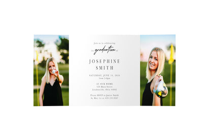 Grad Script Graduation Gate Fold Invitation