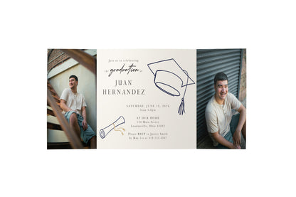 Grad Sketch Graduation Gate Fold Invitation