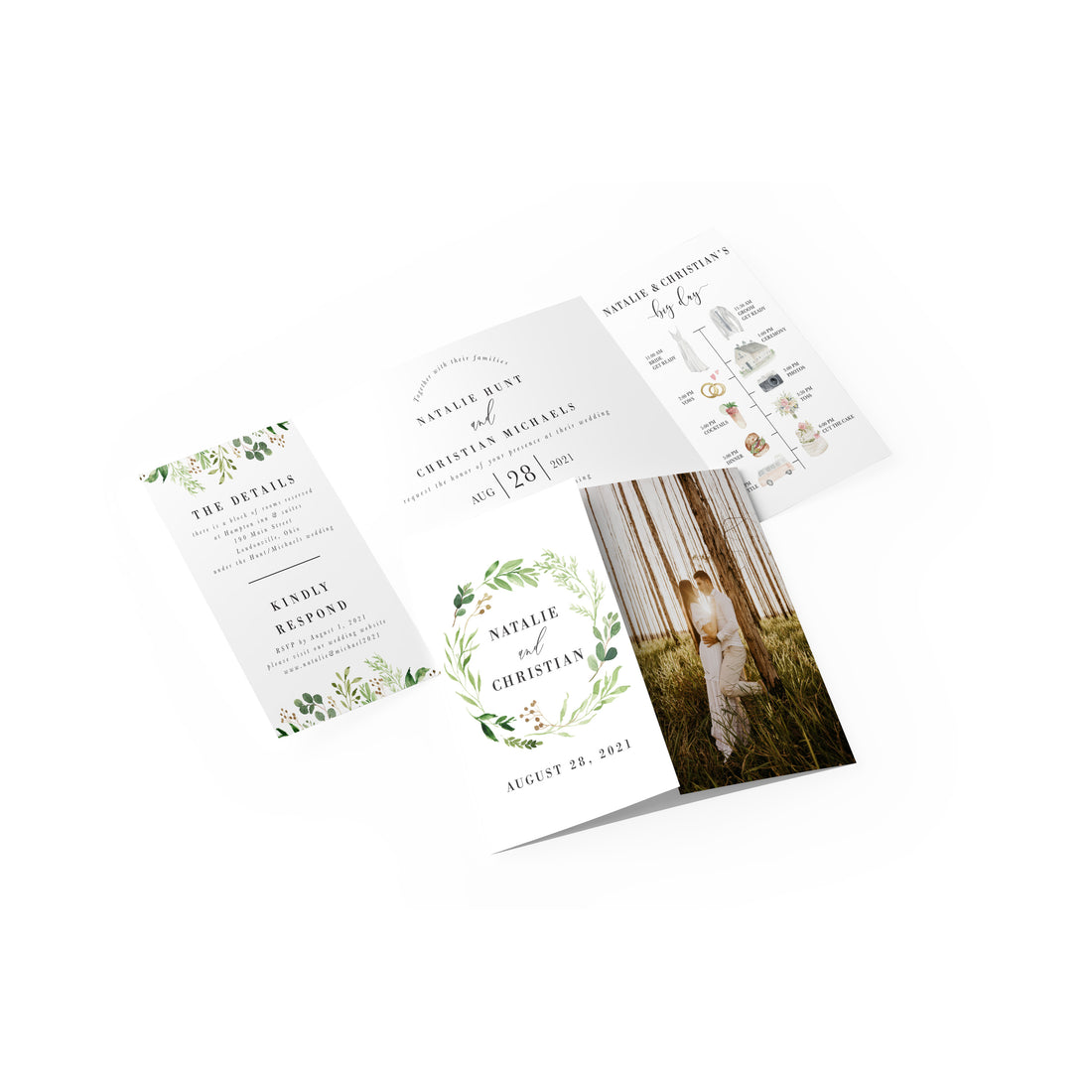 Rustic Greenery Gate Fold Invitation