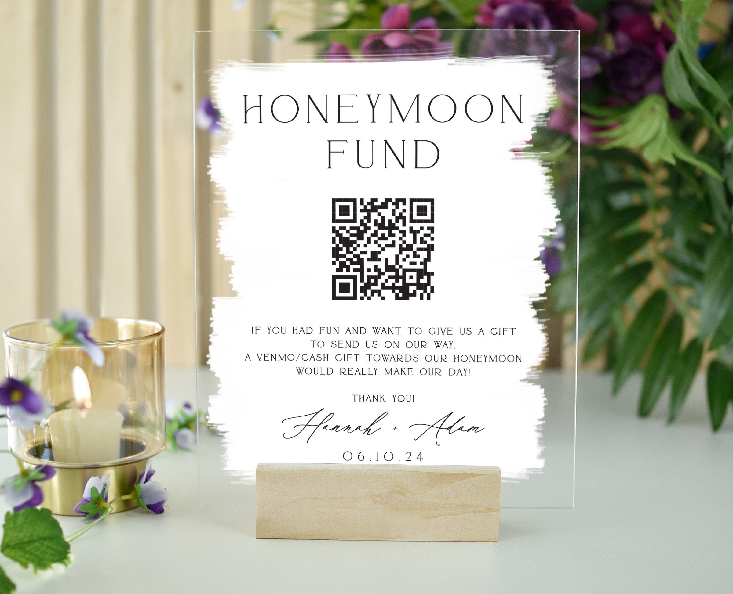 Acrylic Honeymoon Fund Sign II