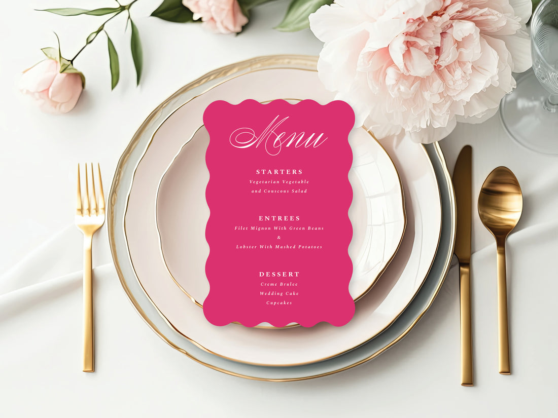 Hot Pink - Custom Wavy Die Cut Menu