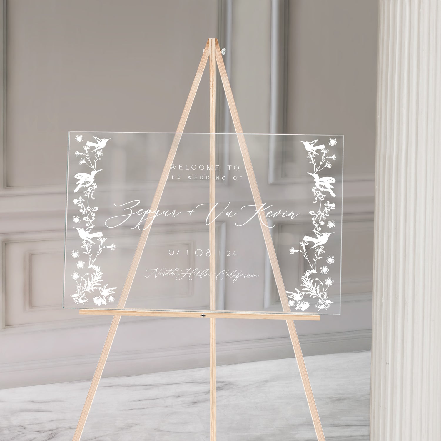 Hummingbird Acrylic Wedding Sign