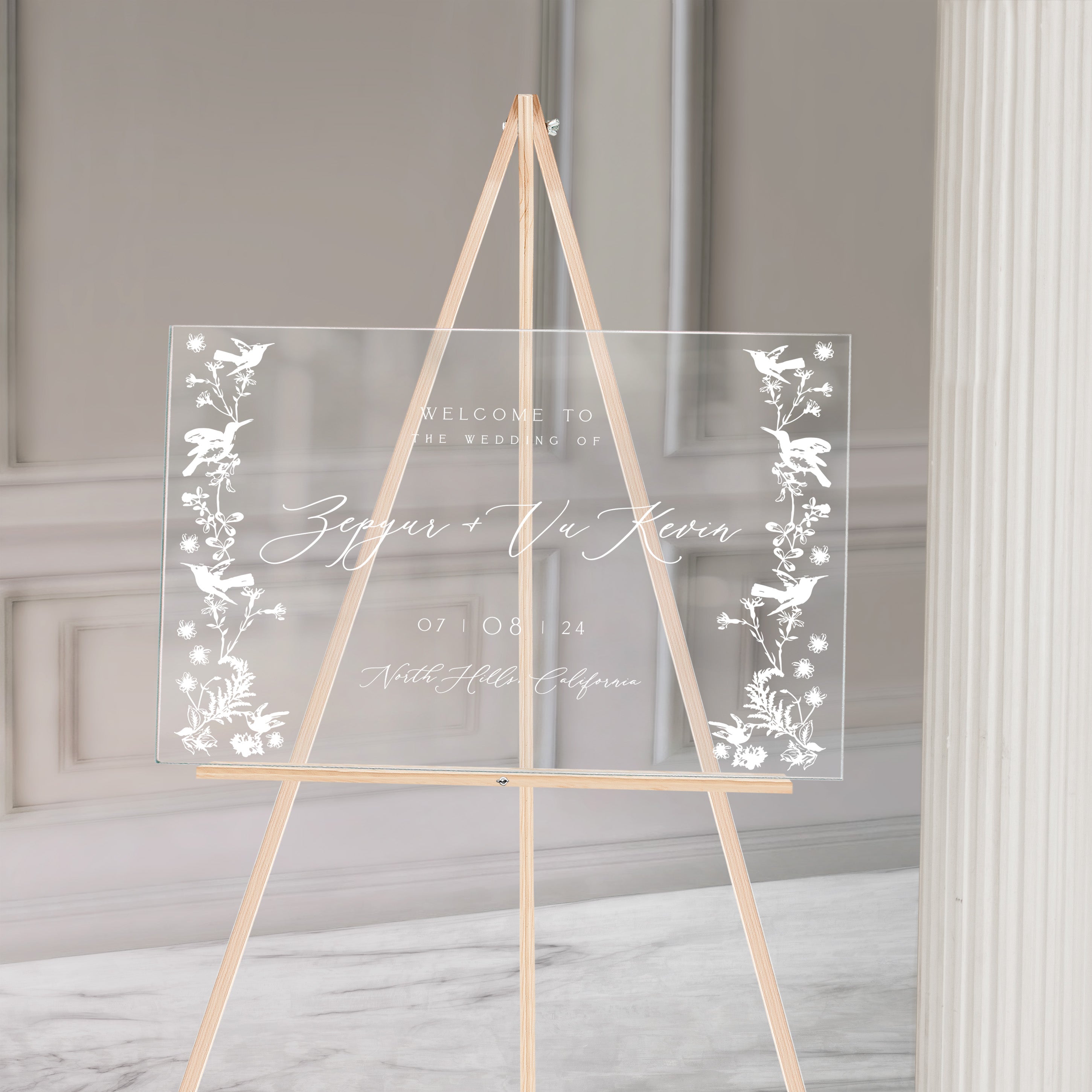 Hummingbird Acrylic Wedding Sign