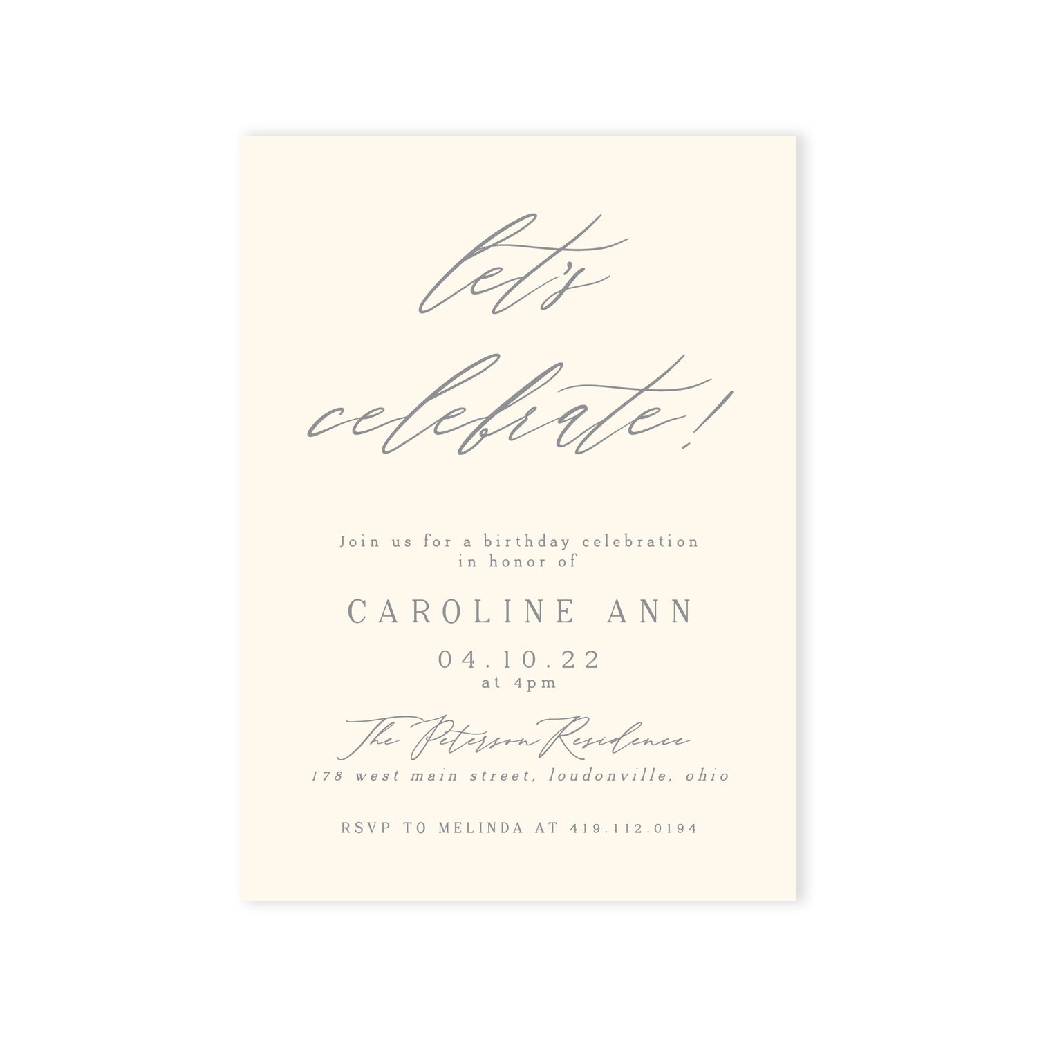 Minimal Ivory Birthday Invitation