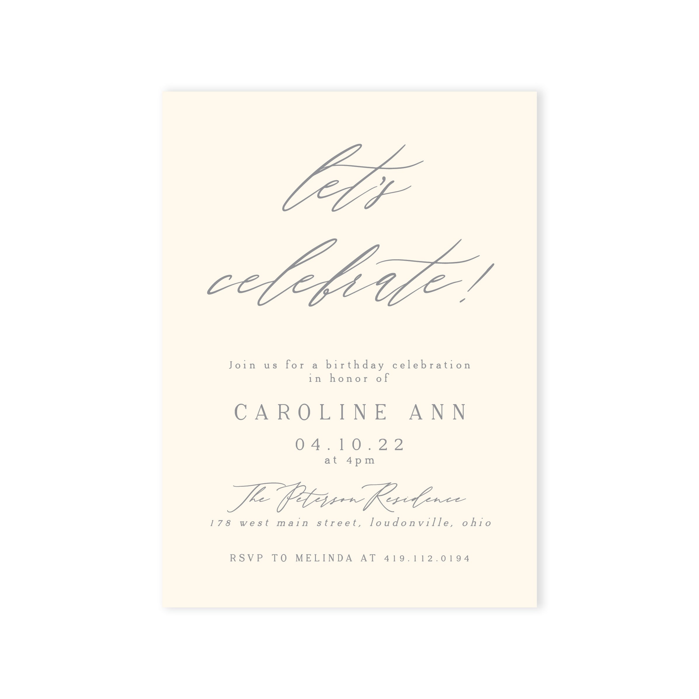 Minimal Ivory Birthday Invitation