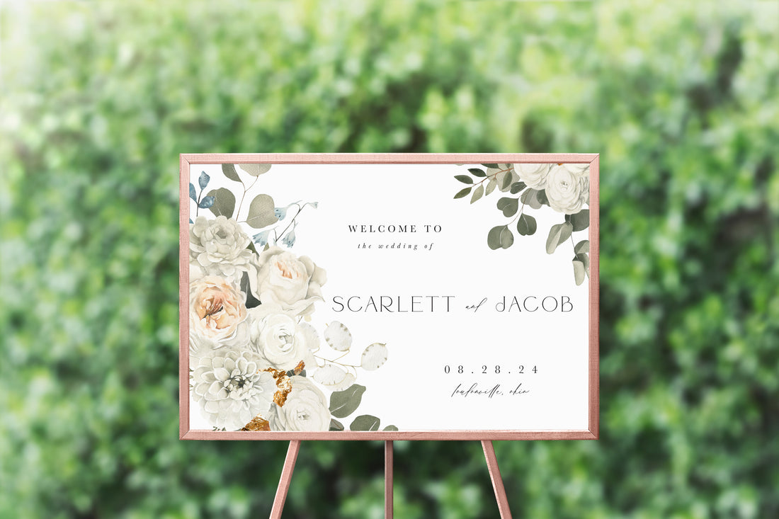 Winter Moody Florals Welcome Sign