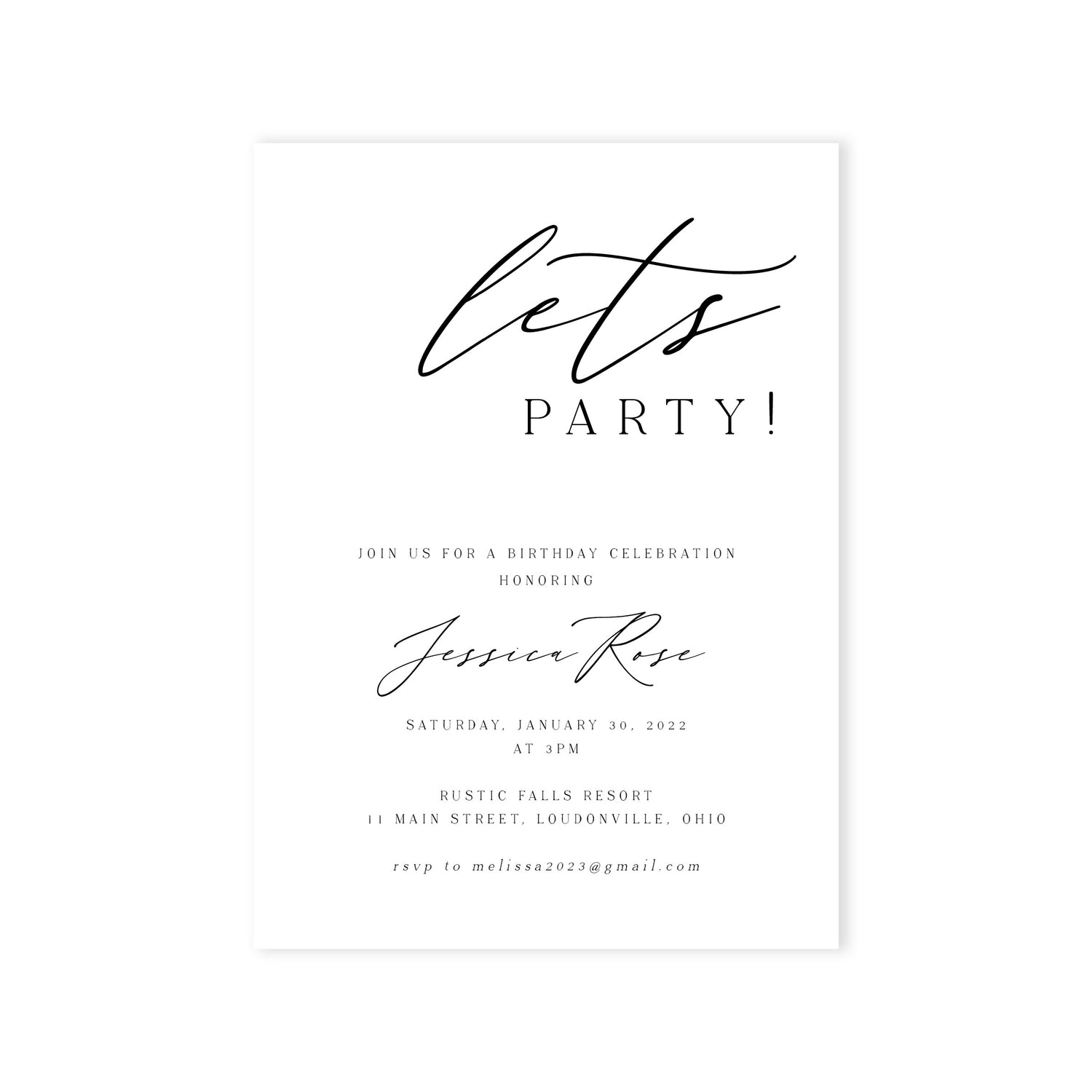 Modern Minimalist Birthday Invitation