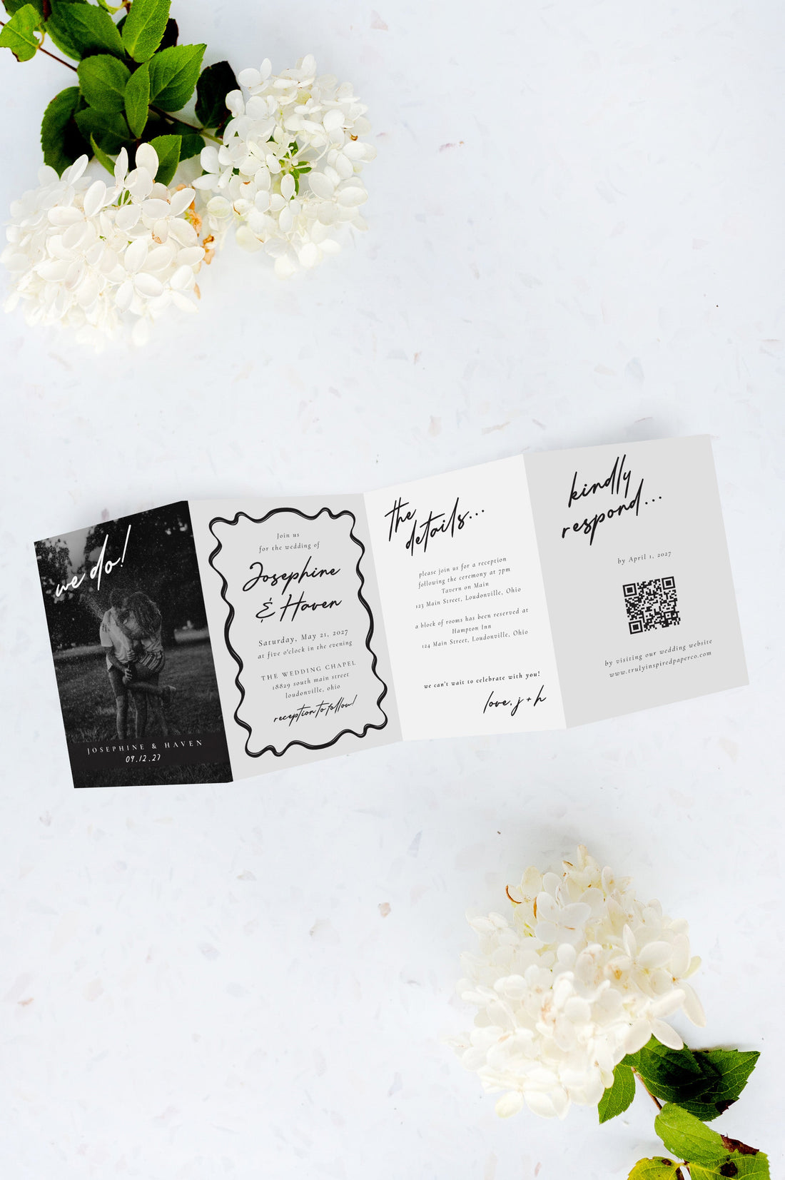 Modern Romance Tri Fold Invitation