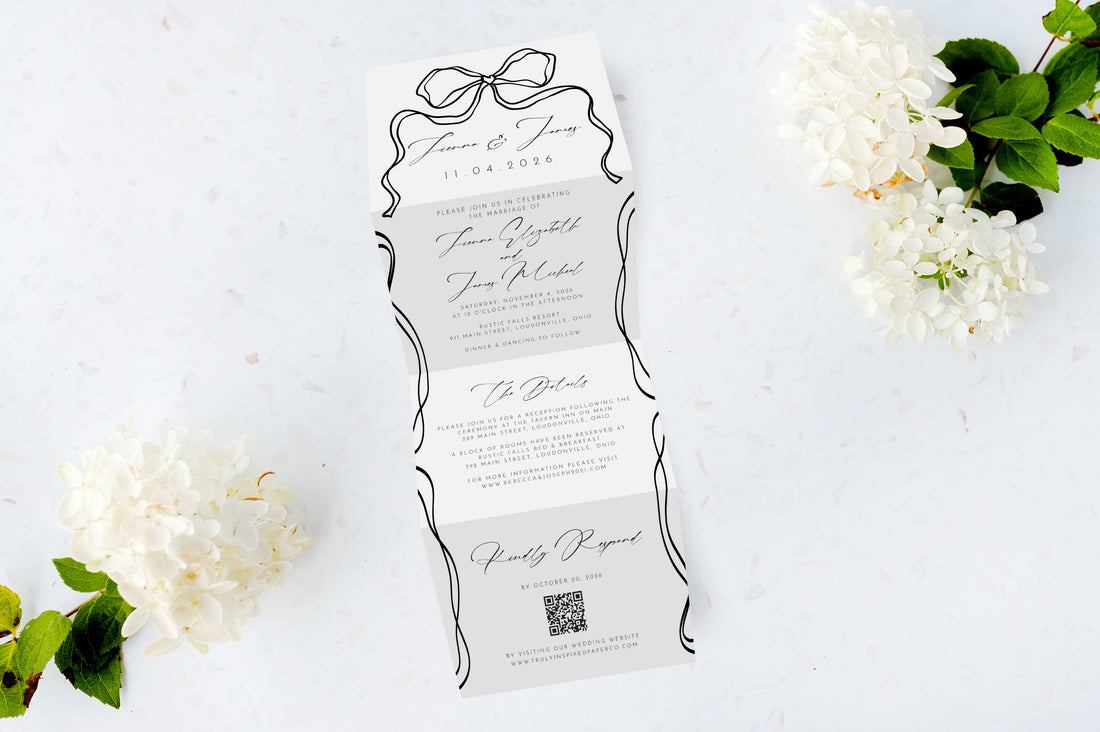 Romantic Bow Tri Fold Invitation