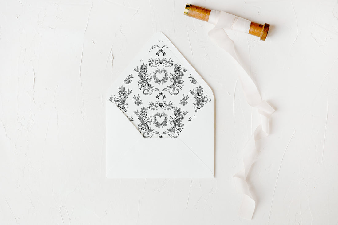 Romantic Cupid - Black - Envelope Liners