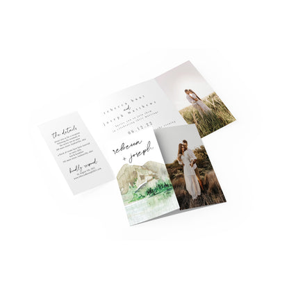 Rustic Watercolor Gate Fold Invitation