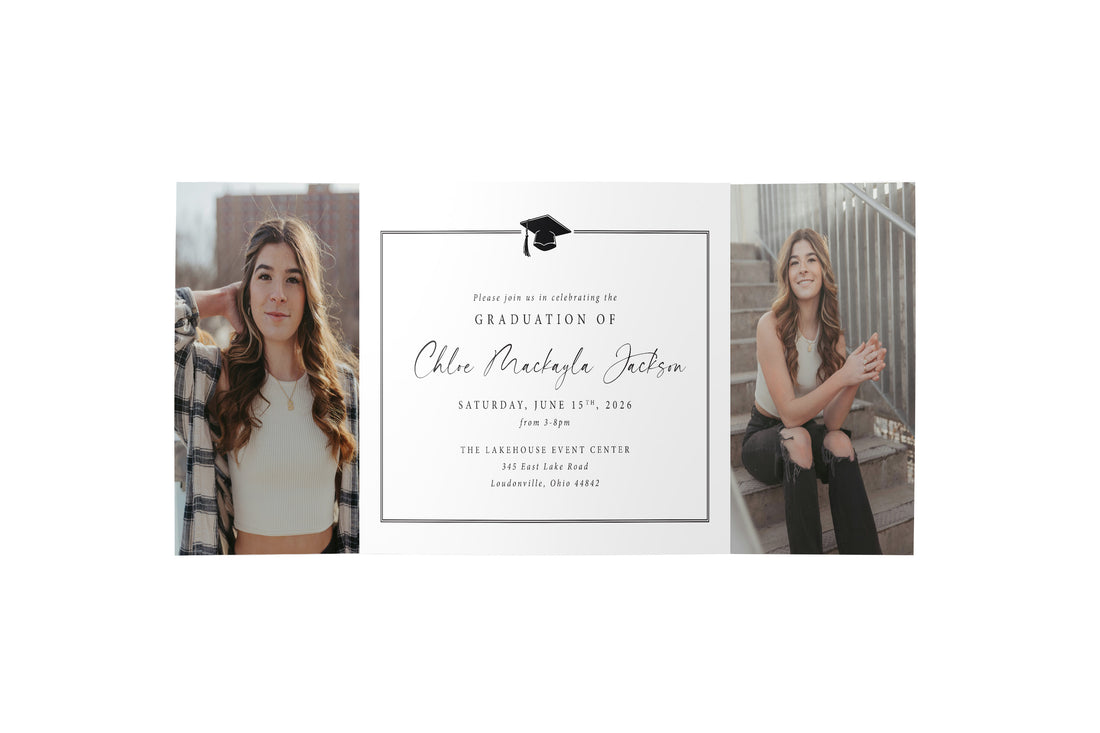 Simple Grad Graduation Gate Fold Invitation
