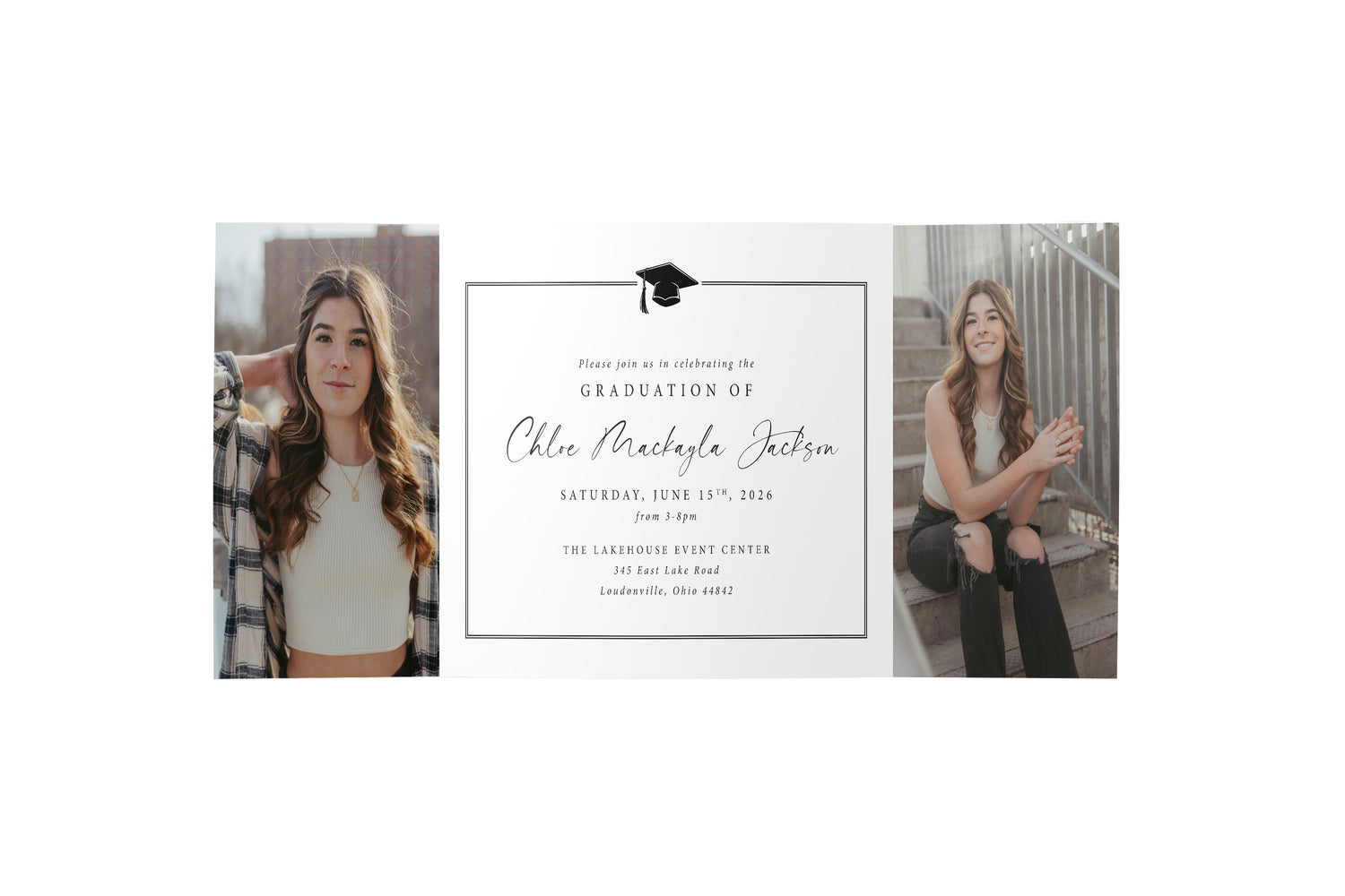Simple Grad Graduation Gate Fold Invitation
