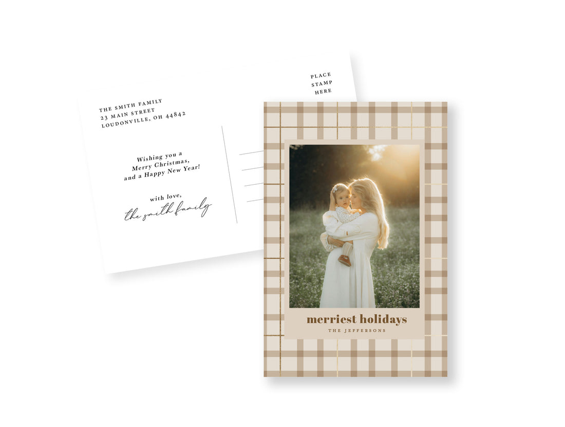 Tan Plaid Postcard