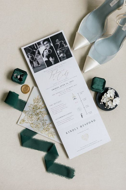 Boho Photo Tri Fold Invitation