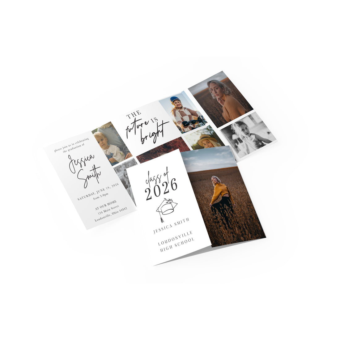 Then and Now Graduation Gate Fold Invitation