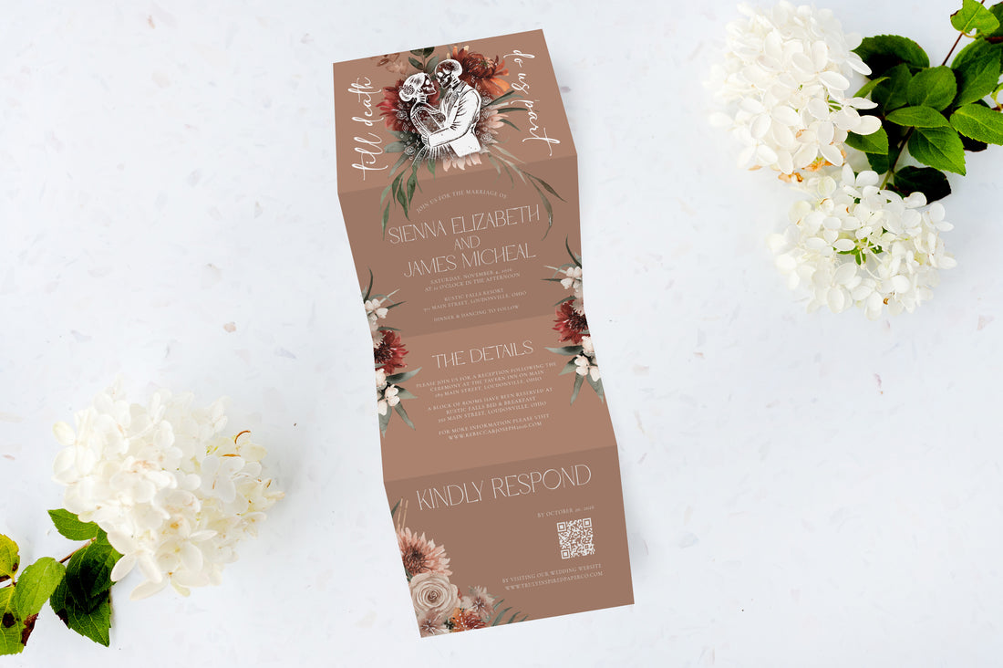 Till Death Terracotta Tri Fold Invitation