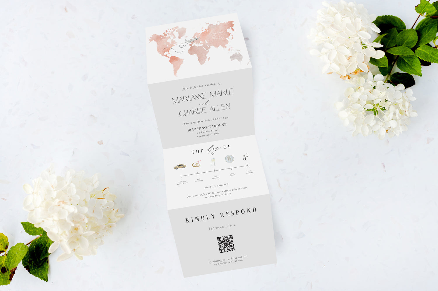 Travel Map Tri Fold Invitation