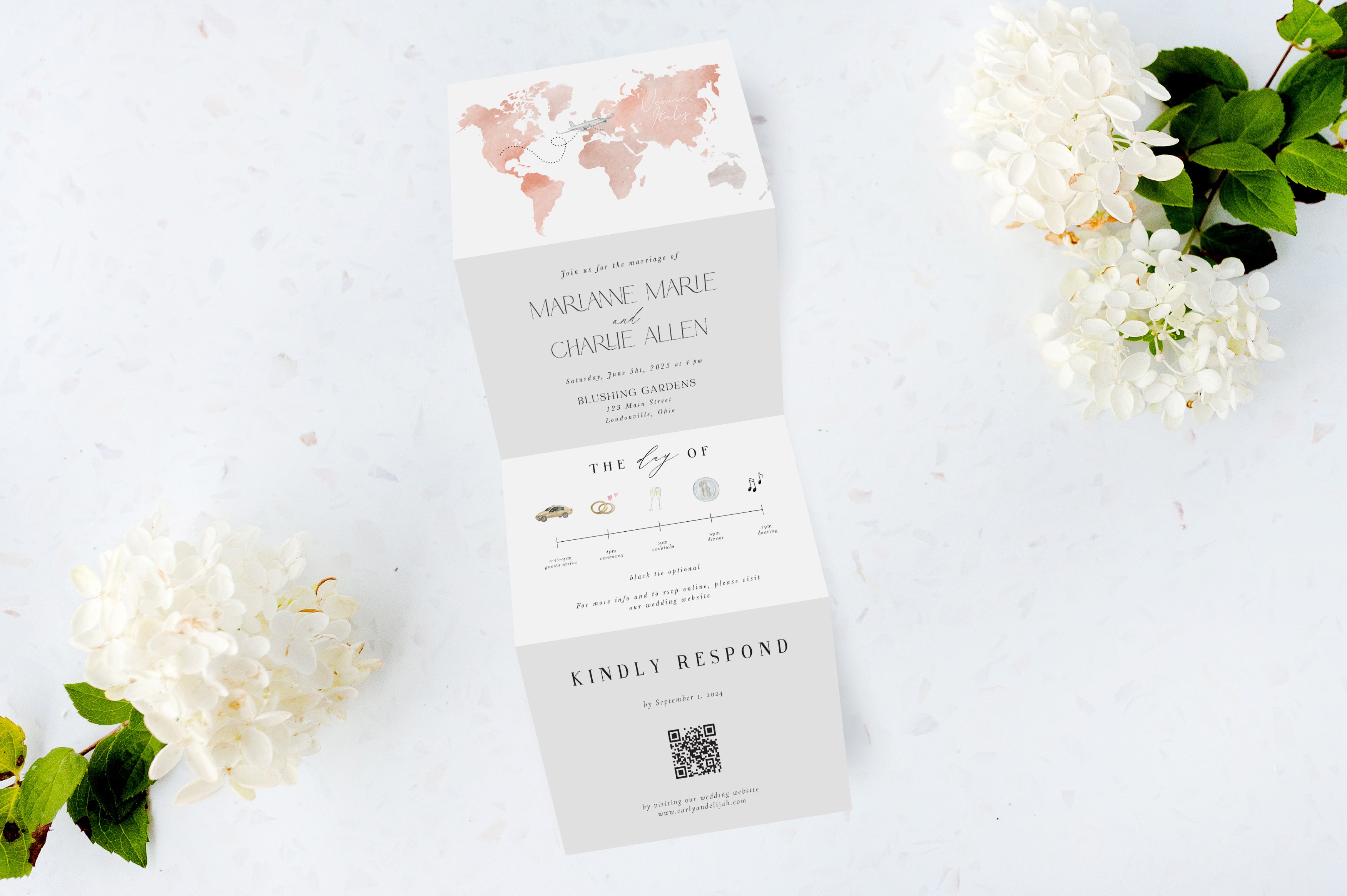 Travel Map Tri Fold Invitation