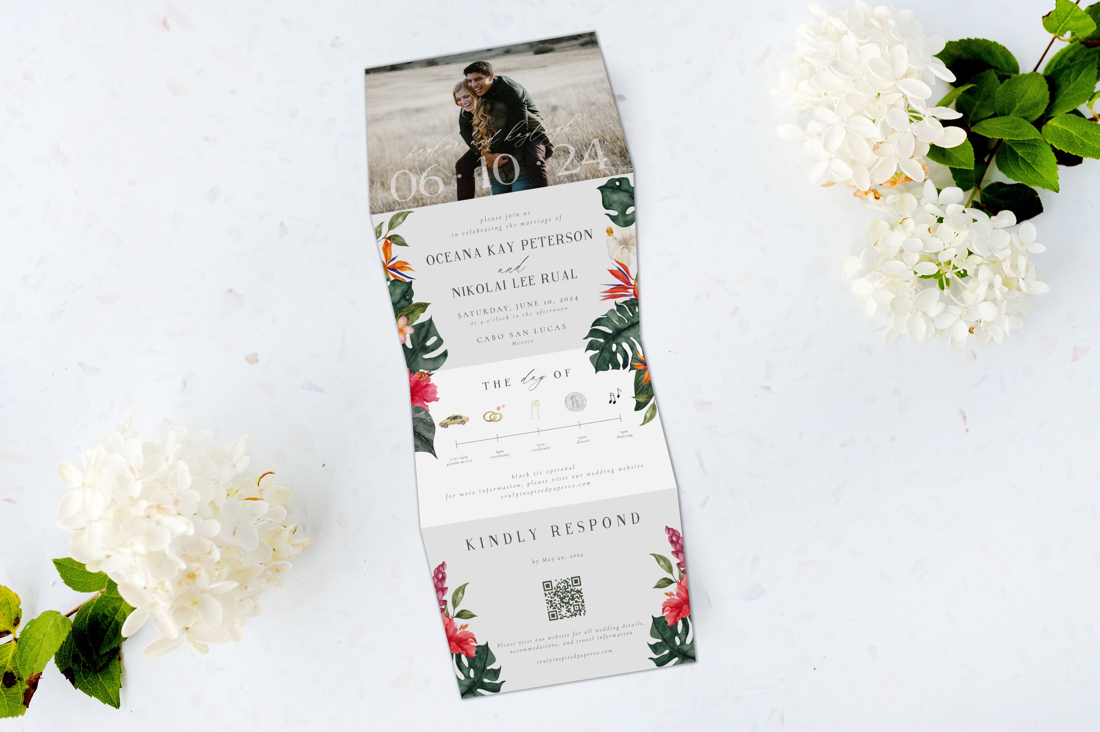 Tropical Photo Tri Fold Invitation