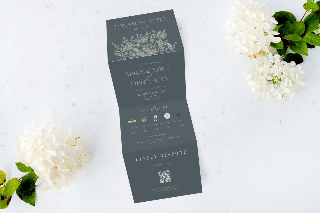 Vintage Florals Tri Fold Invitation