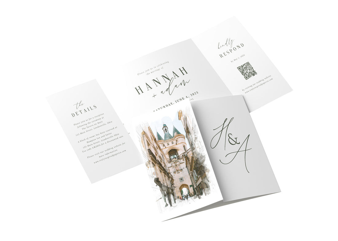 Venue Watercolor Gate Fold Invitation