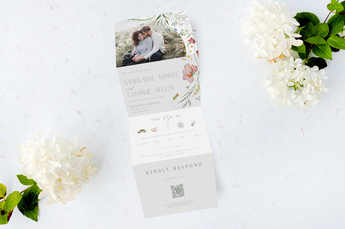 Whimsical Wildflowers Tri Fold Invitation