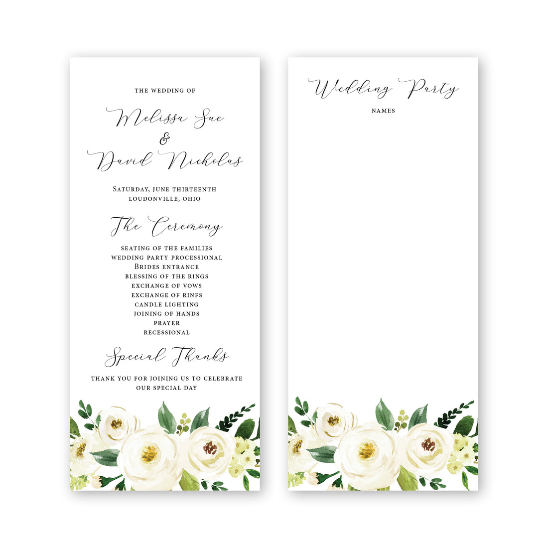 White Florals Program